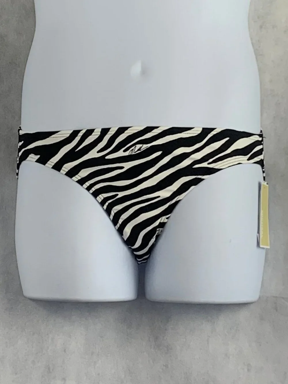 Michael Kors Women's Zebra Animal Print Bikini Swim Bottom, Black White, Medium